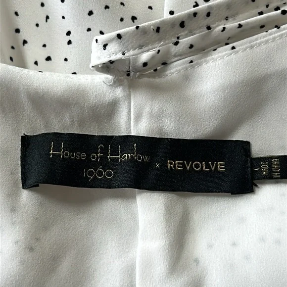 House of Harlow 1960 X Revolve Rosalin White and Black Polka Dot Halter Dress L - Picture 6 of 9
